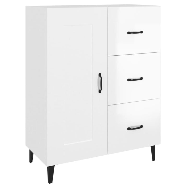 skænk 69,5x34x90 cm konstrueret træ hvid højglans