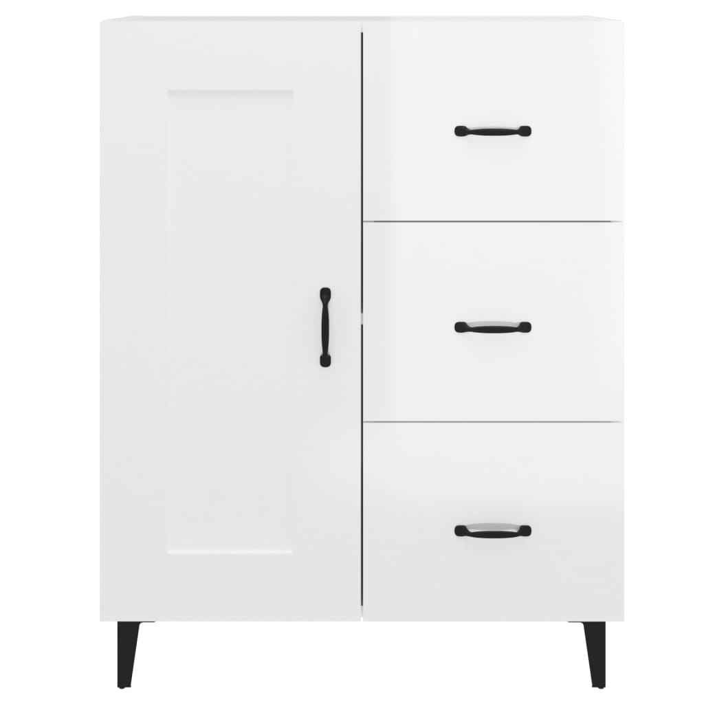 skænk 69,5x34x90 cm konstrueret træ hvid højglans