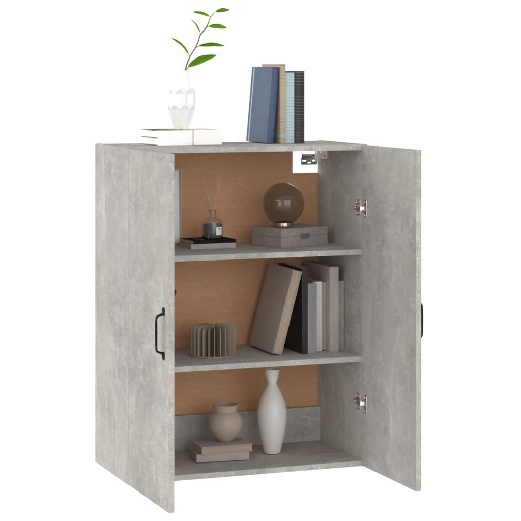 vægskab 69,5x34x90 cm konstrueret træ betongrå