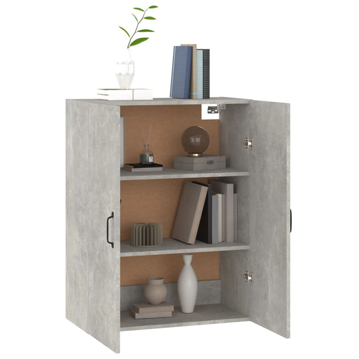 vægskab 69,5x34x90 cm konstrueret træ betongrå