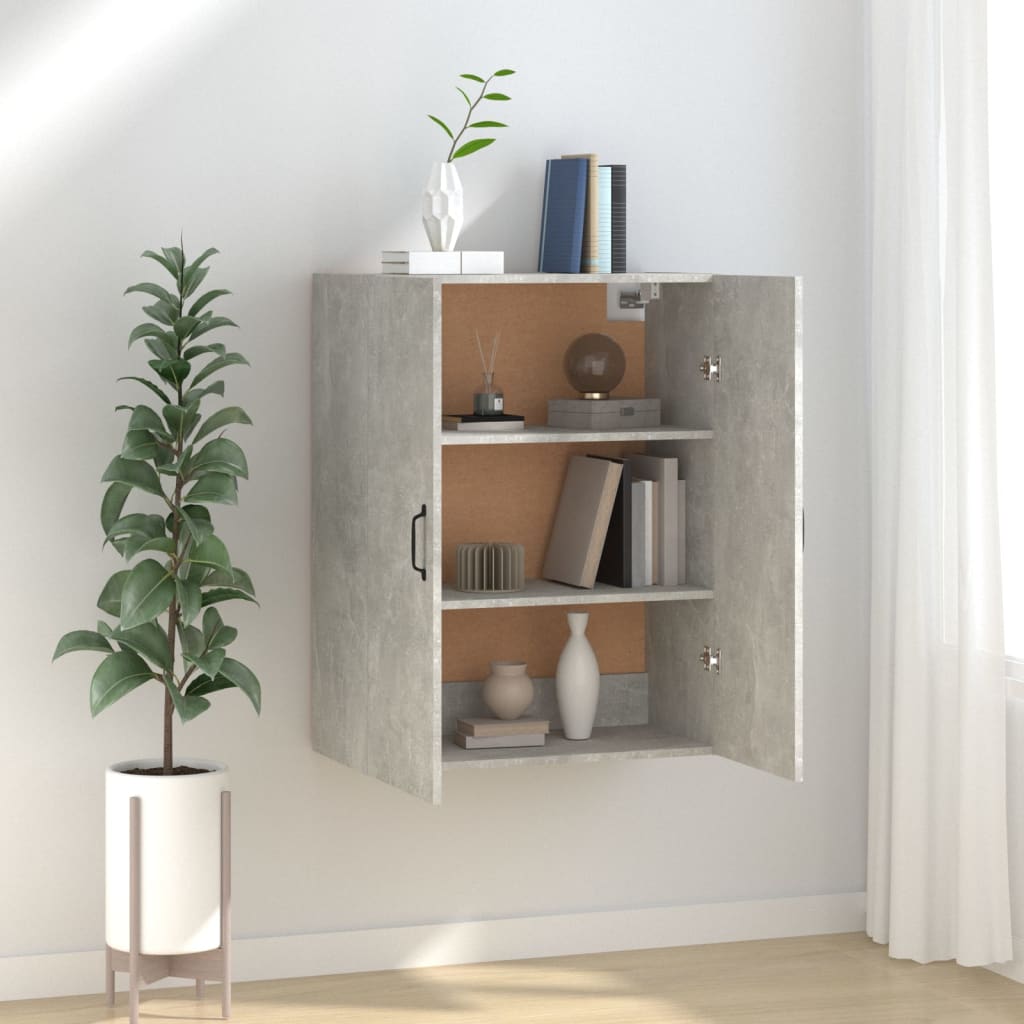 vægskab 69,5x34x90 cm konstrueret træ betongrå
