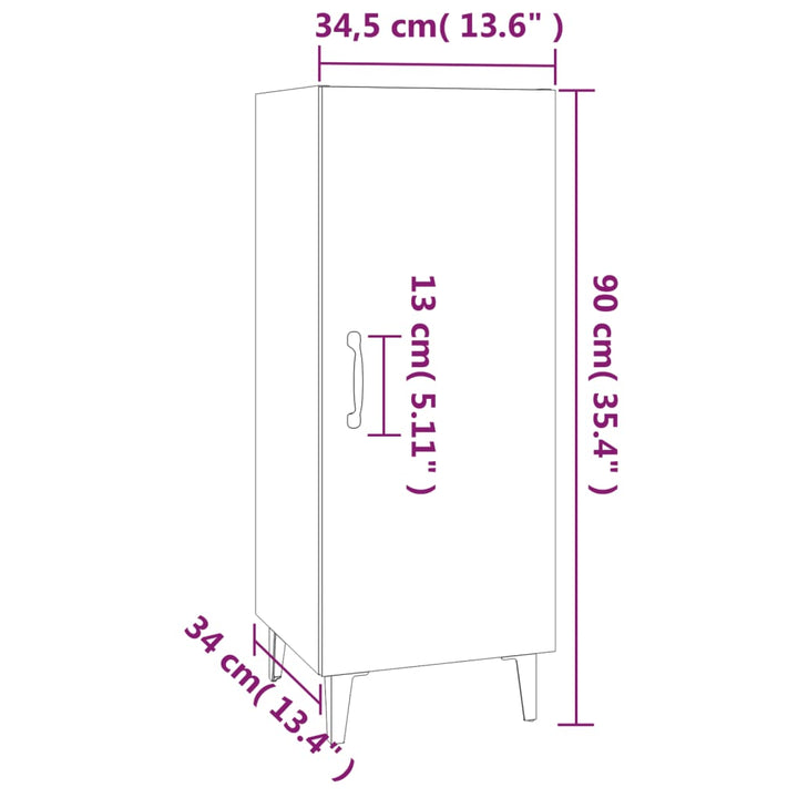 skænk 34,5x34x90 cm konstrueret træ betongrå