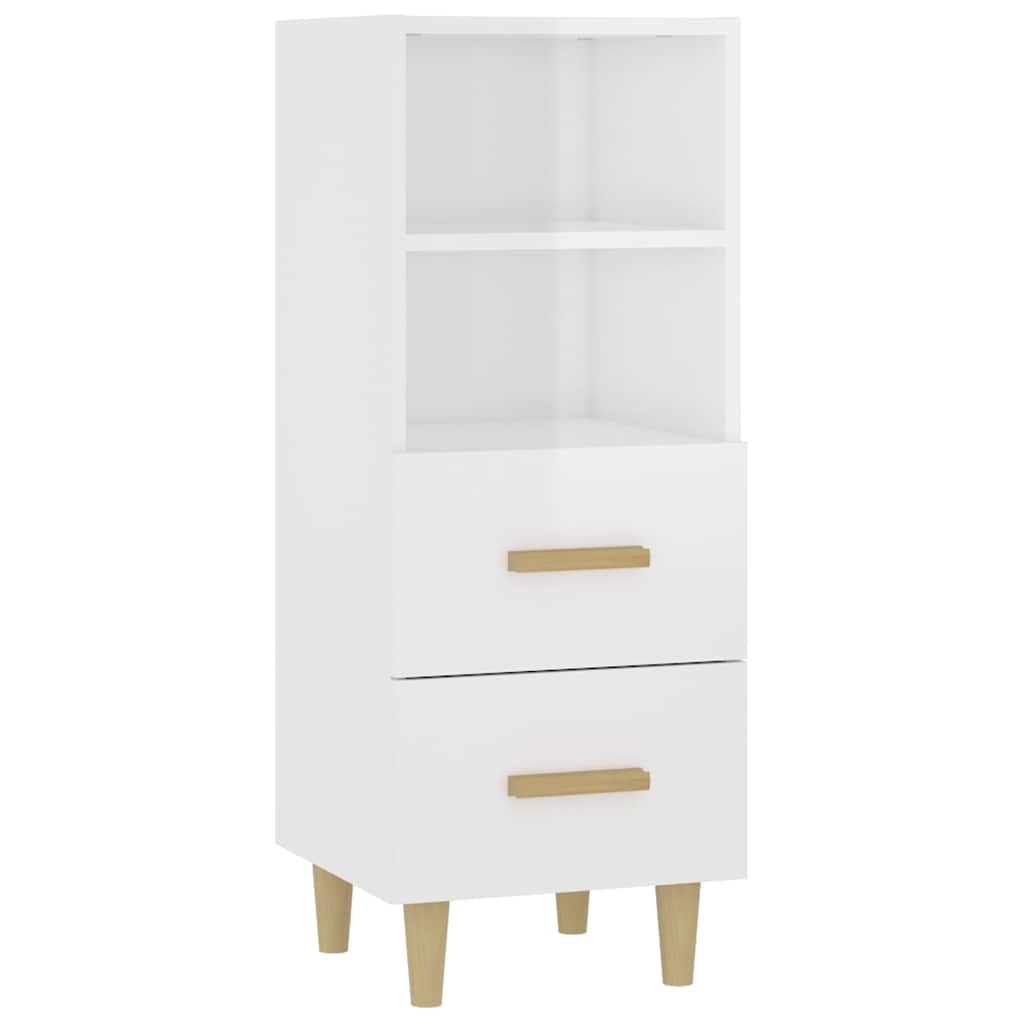skænk 34,5x34x90 cm konstrueret træ hvid højglans