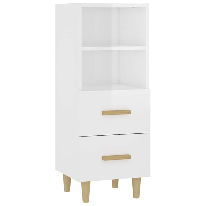 skænk 34,5x34x90 cm konstrueret træ hvid højglans