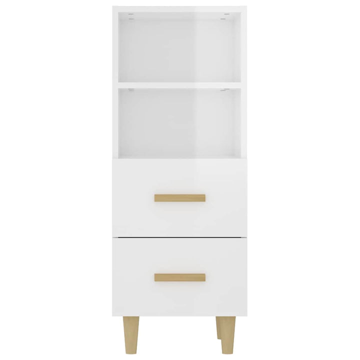 skænk 34,5x34x90 cm konstrueret træ hvid højglans