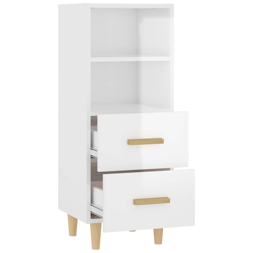 skænk 34,5x34x90 cm konstrueret træ hvid højglans