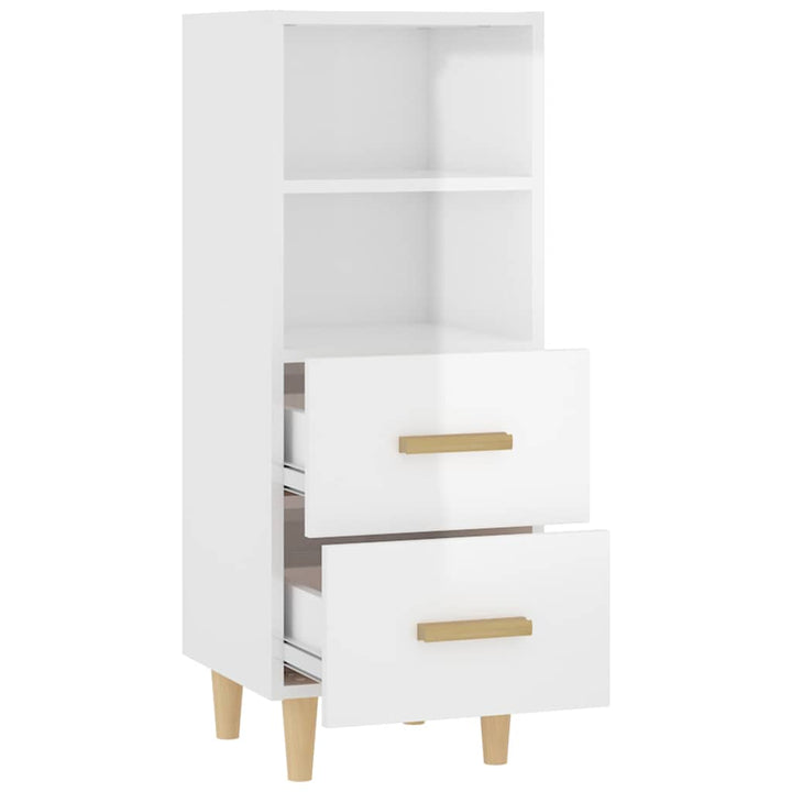 skænk 34,5x34x90 cm konstrueret træ hvid højglans