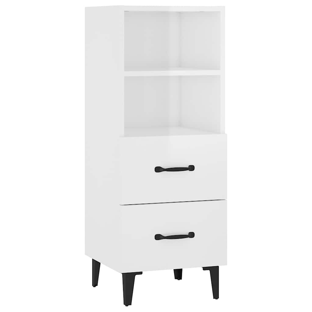 skænk 34,5x34x90 cm konstrueret træ hvid højglans