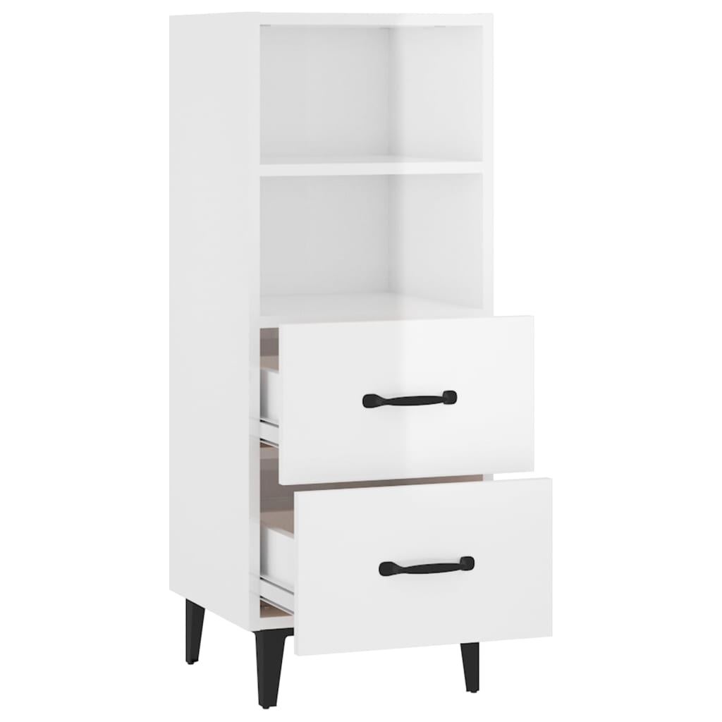 skænk 34,5x34x90 cm konstrueret træ hvid højglans