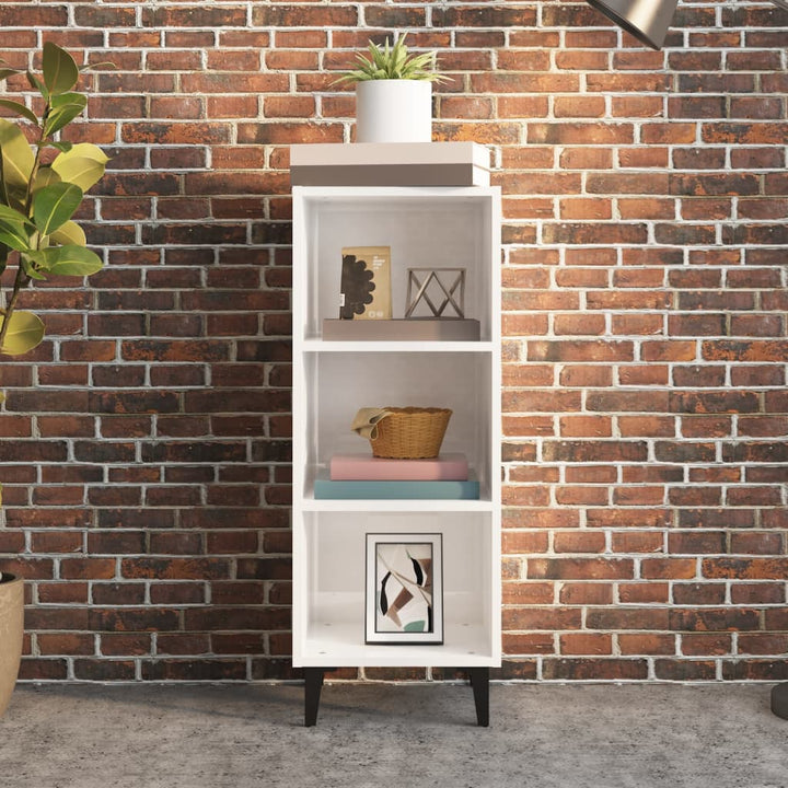 skænk 34,5x32,5x90 cm konstrueret træ hvid højglans