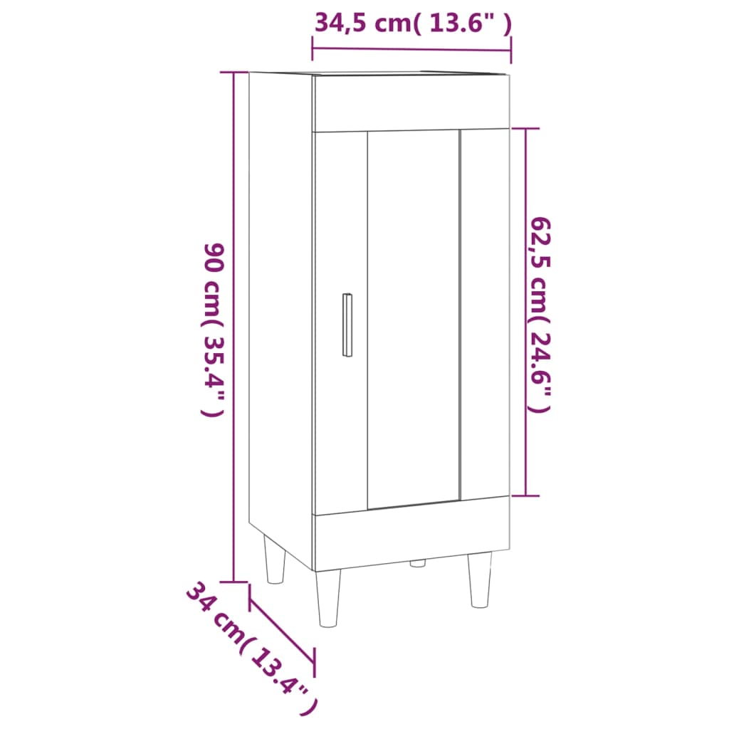 skænk 34,5x34x90 cm konstrueret træ betongrå