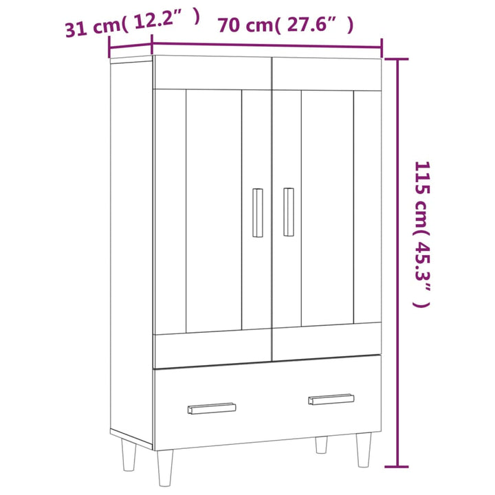 skab 70x31x115 cm konstrueret træ betongrå