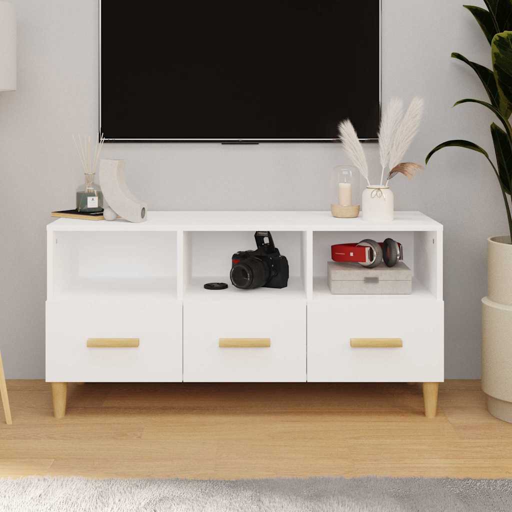 tv-bord 102x36x50 cm konstrueret træ hvid