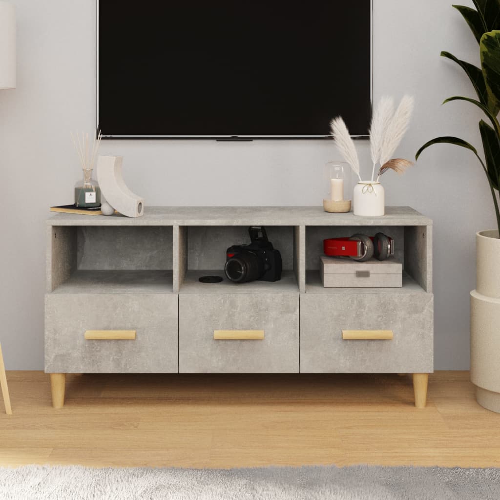 tv-bord 102x36x50 cm konstrueret træ betongrå