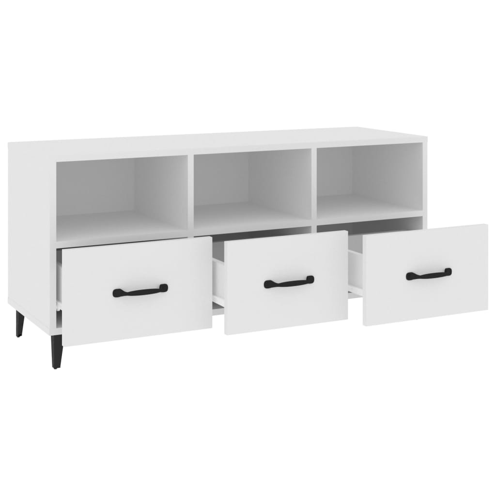 tv-bord 102x35x50 cm konstrueret træ hvid