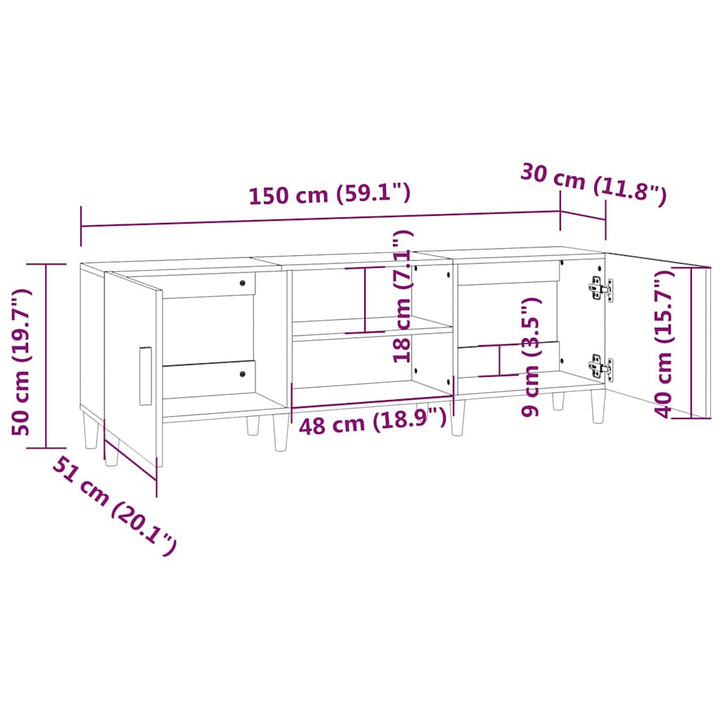 tv-bord 150x30x50 cm konstrueret træ sort