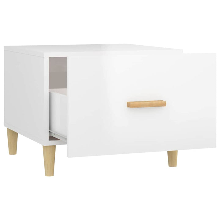 sofabord 50x50x40 cm konstrueret træ hvid højglans