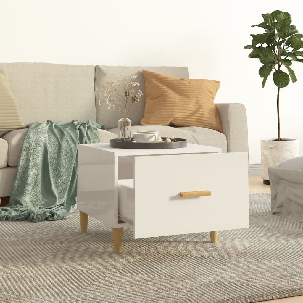 sofaborde 2 stk. 50x50x40 cm konstrueret træ hvid højglans