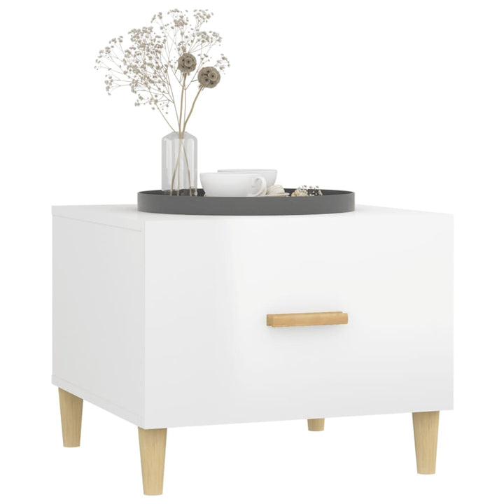 sofaborde 2 stk. 50x50x40 cm konstrueret træ hvid højglans