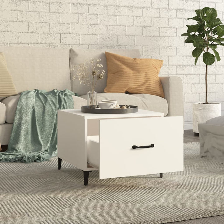 sofabord med metalben 50x50x40 cm hvid
