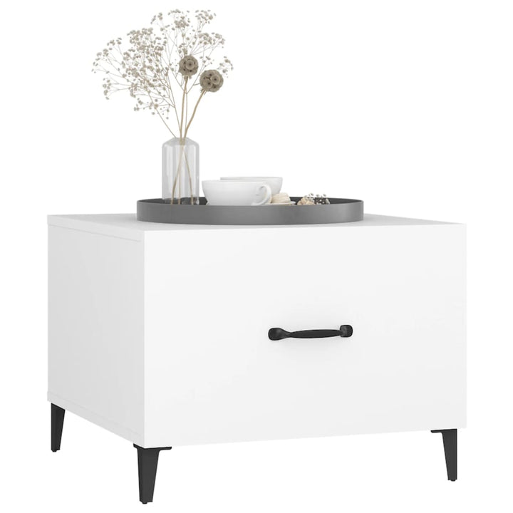 sofabord med metalben 50x50x40 cm hvid