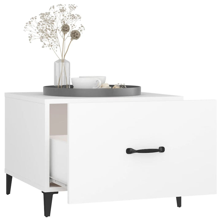 sofabord med metalben 50x50x40 cm hvid