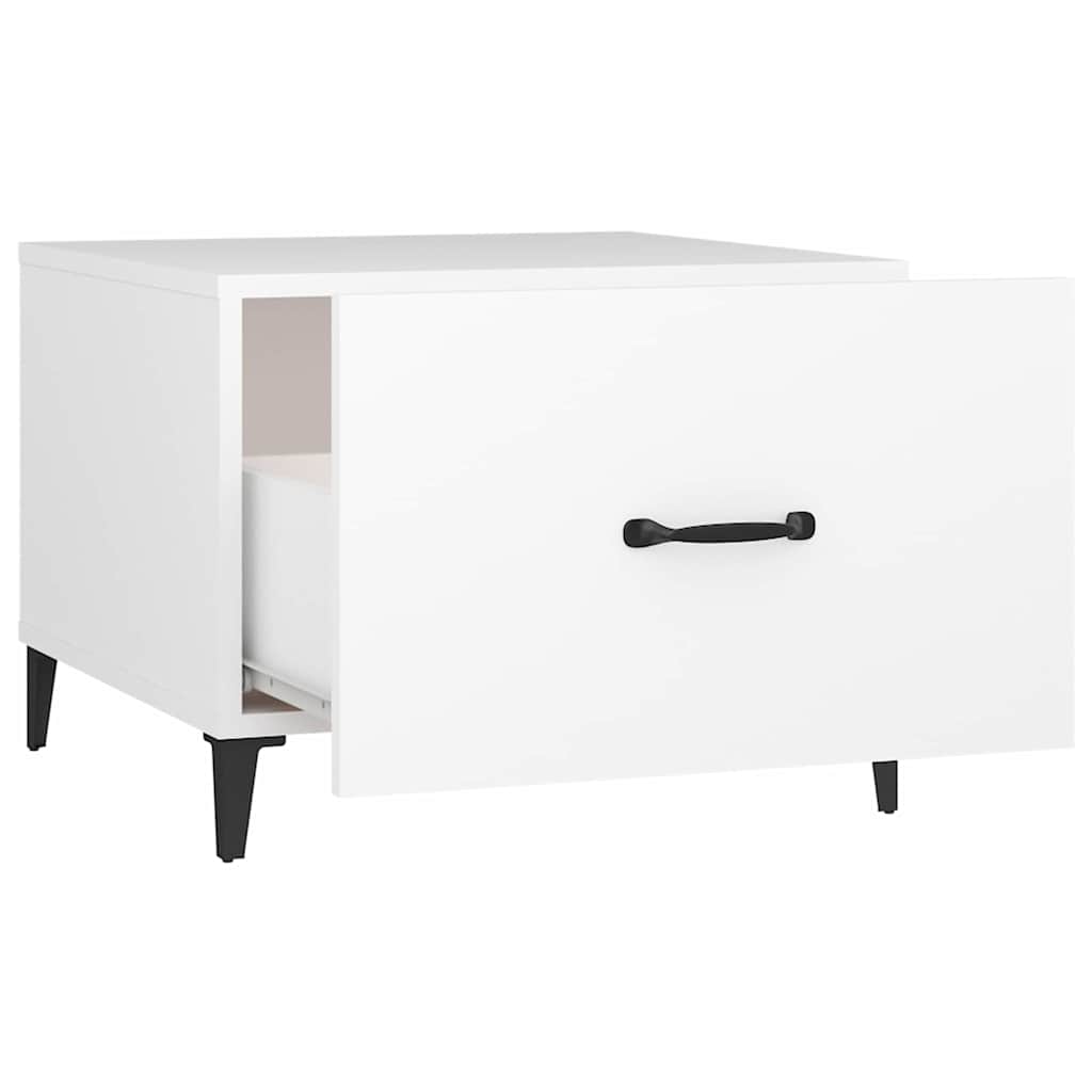 sofabord med metalben 50x50x40 cm hvid