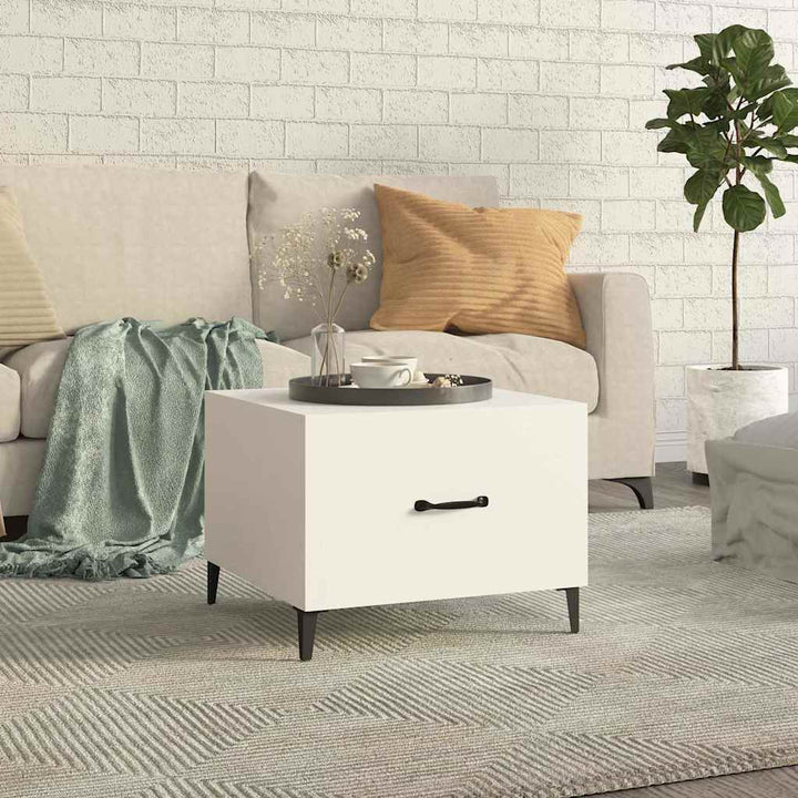 sofabord med metalben 50x50x40 cm hvid