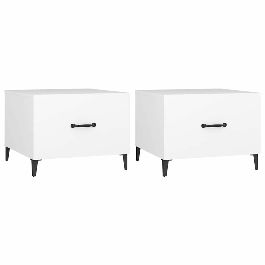 sofabord med metalben 2 stk. 50x50x40 cm hvid
