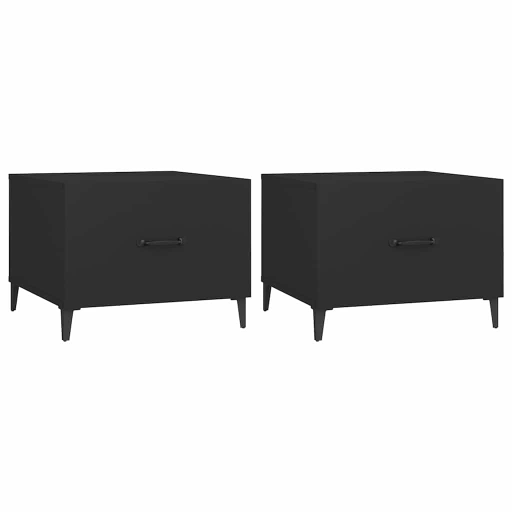 sofabord med metalben 2 stk. 50x50x40 cm sort