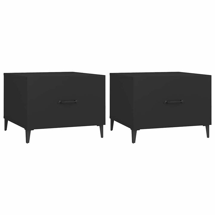 sofabord med metalben 2 stk. 50x50x40 cm sort