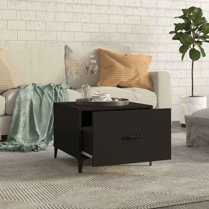 sofabord med metalben 2 stk. 50x50x40 cm sort