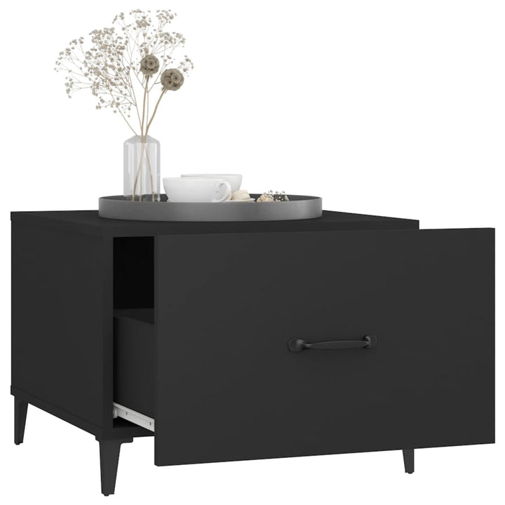 sofabord med metalben 2 stk. 50x50x40 cm sort