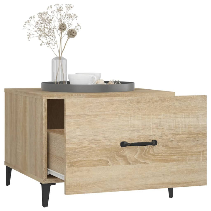 sofabord med metalben 2 stk. 50x50x40 cm sonoma-eg