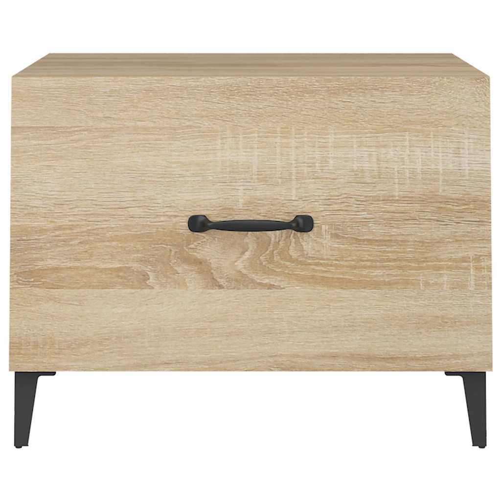sofabord med metalben 2 stk. 50x50x40 cm sonoma-eg