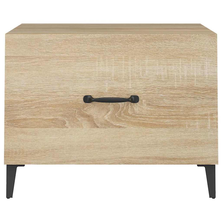 sofabord med metalben 2 stk. 50x50x40 cm sonoma-eg