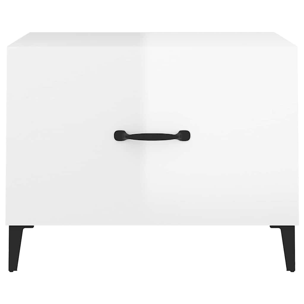 sofabord med metalben 50x50x40 cm hvid højglans