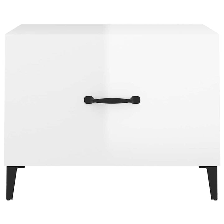 sofabord med metalben 50x50x40 cm hvid højglans