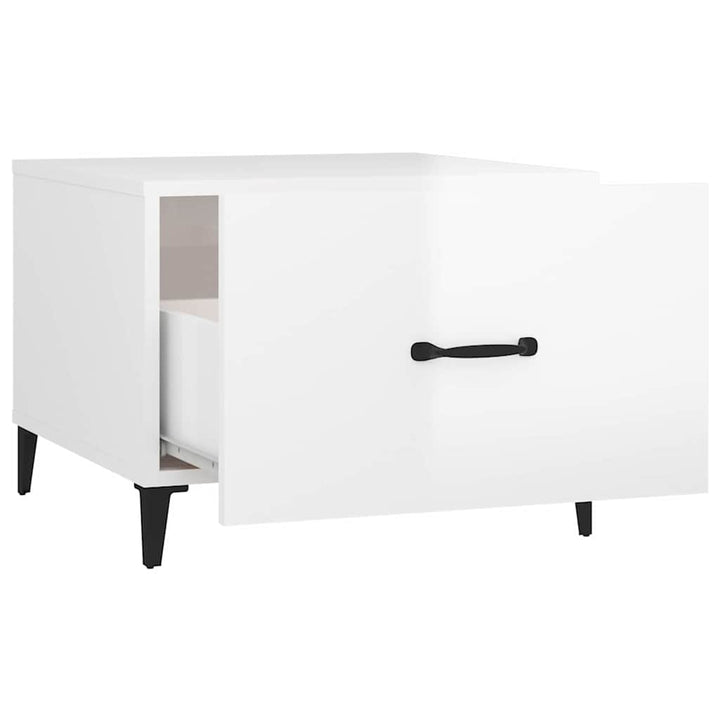sofabord med metalben 50x50x40 cm hvid højglans