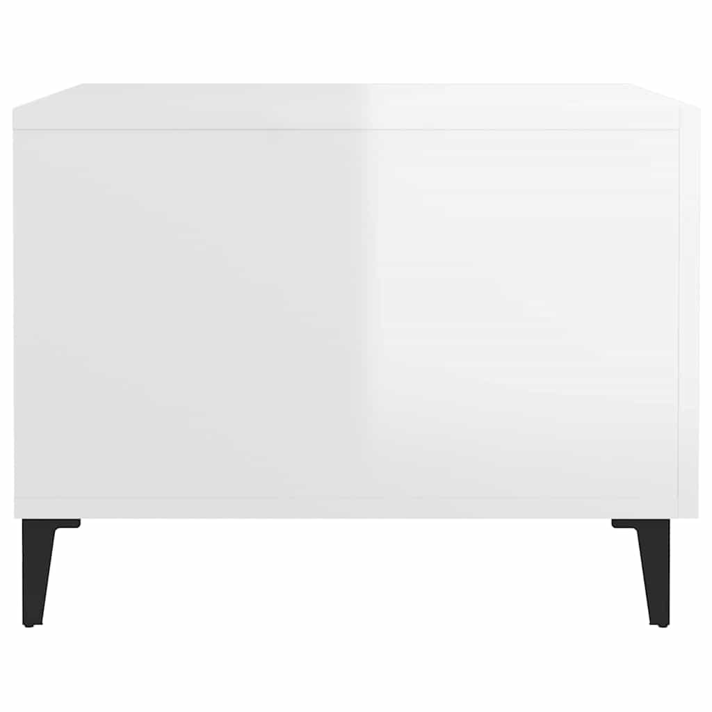 sofaborde med metalben 2 stk. 50x50x40 cm hvid højglans
