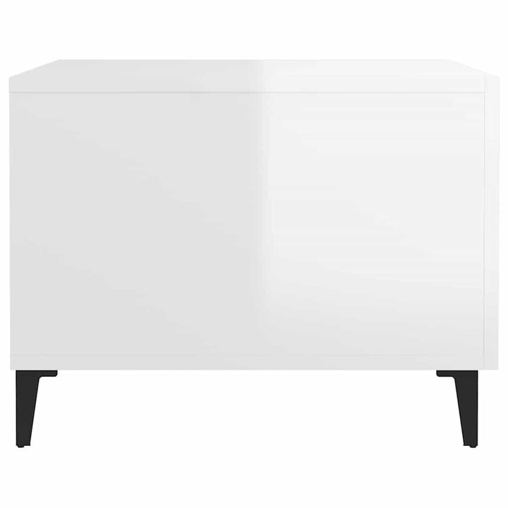 sofaborde med metalben 2 stk. 50x50x40 cm hvid højglans