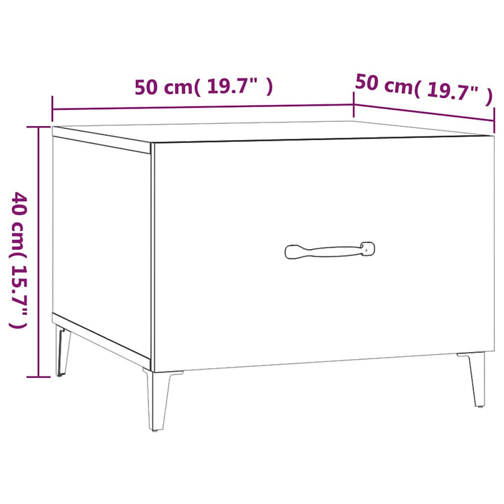 sofaborde med metalben 2 stk. 50x50x40 cm hvid højglans