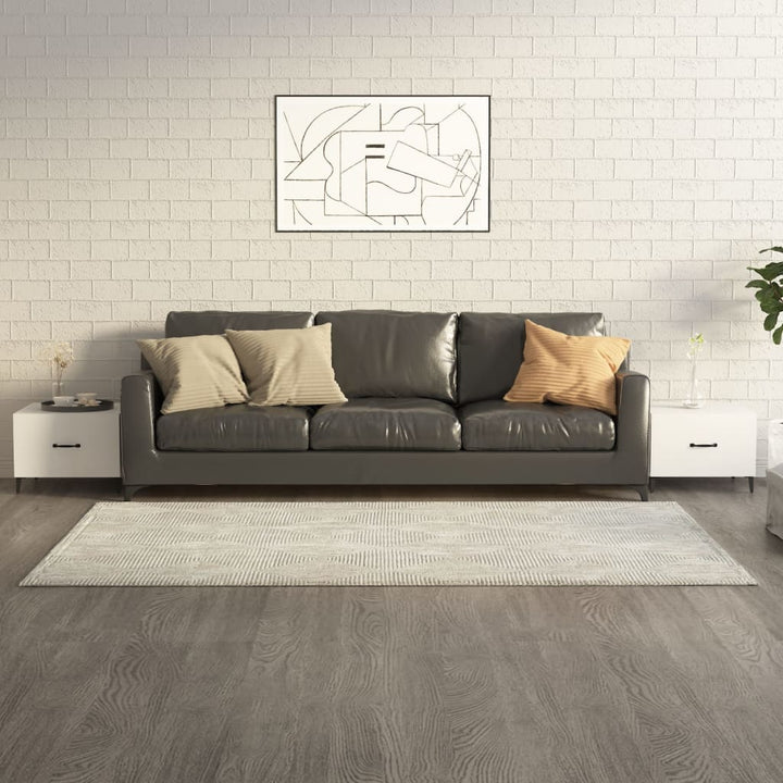 sofaborde med metalben 2 stk. 50x50x40 cm hvid højglans