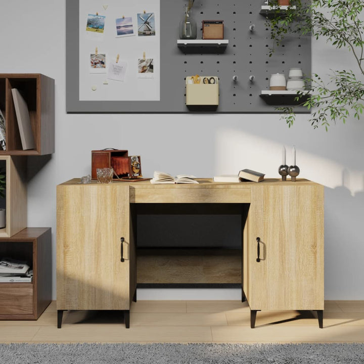 skrivebord 140x50x75 cm konstrueret træ sonoma-eg