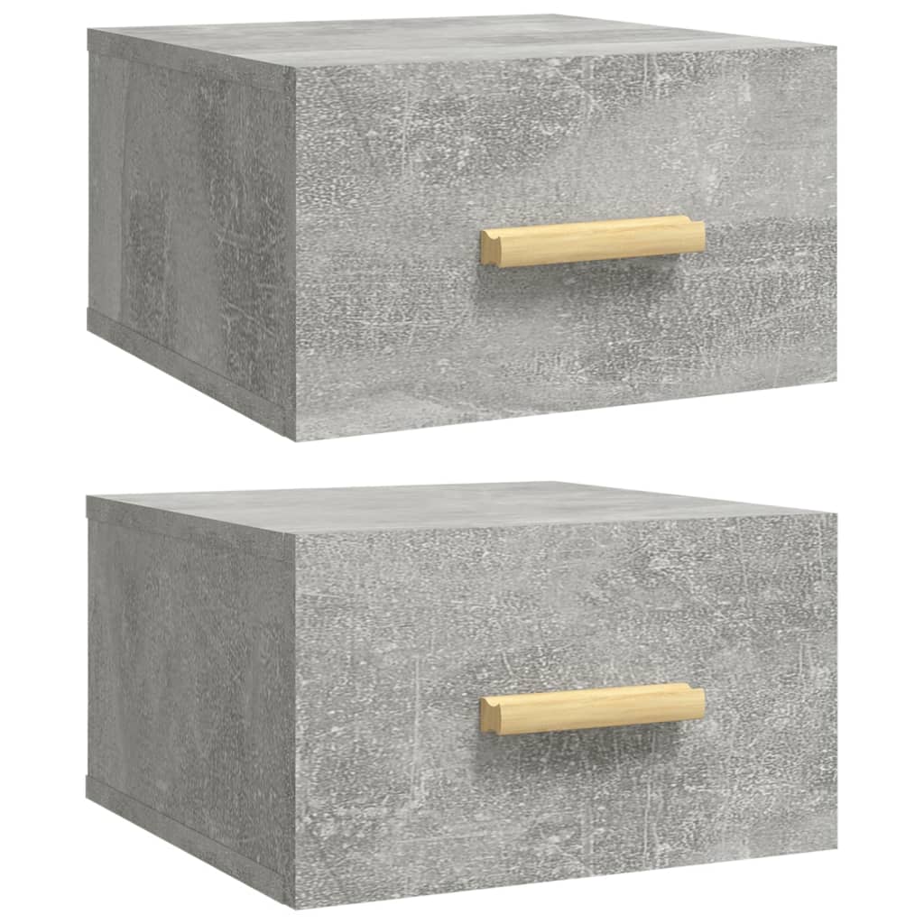 væghængte sengeborde 2 stk. 35x35x20 cm betongrå