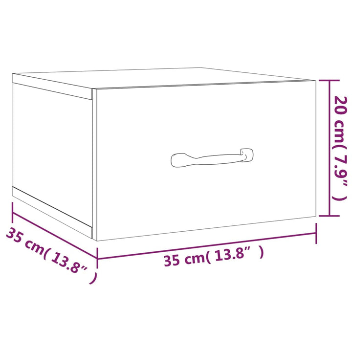 væghængt sengebord 35x35x20 cm sonoma-eg