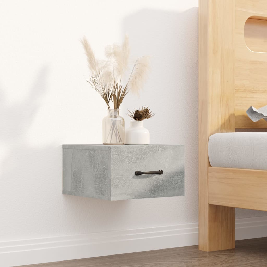 væghængte sengeborde 2 stk. 35x35x20 cm betongrå