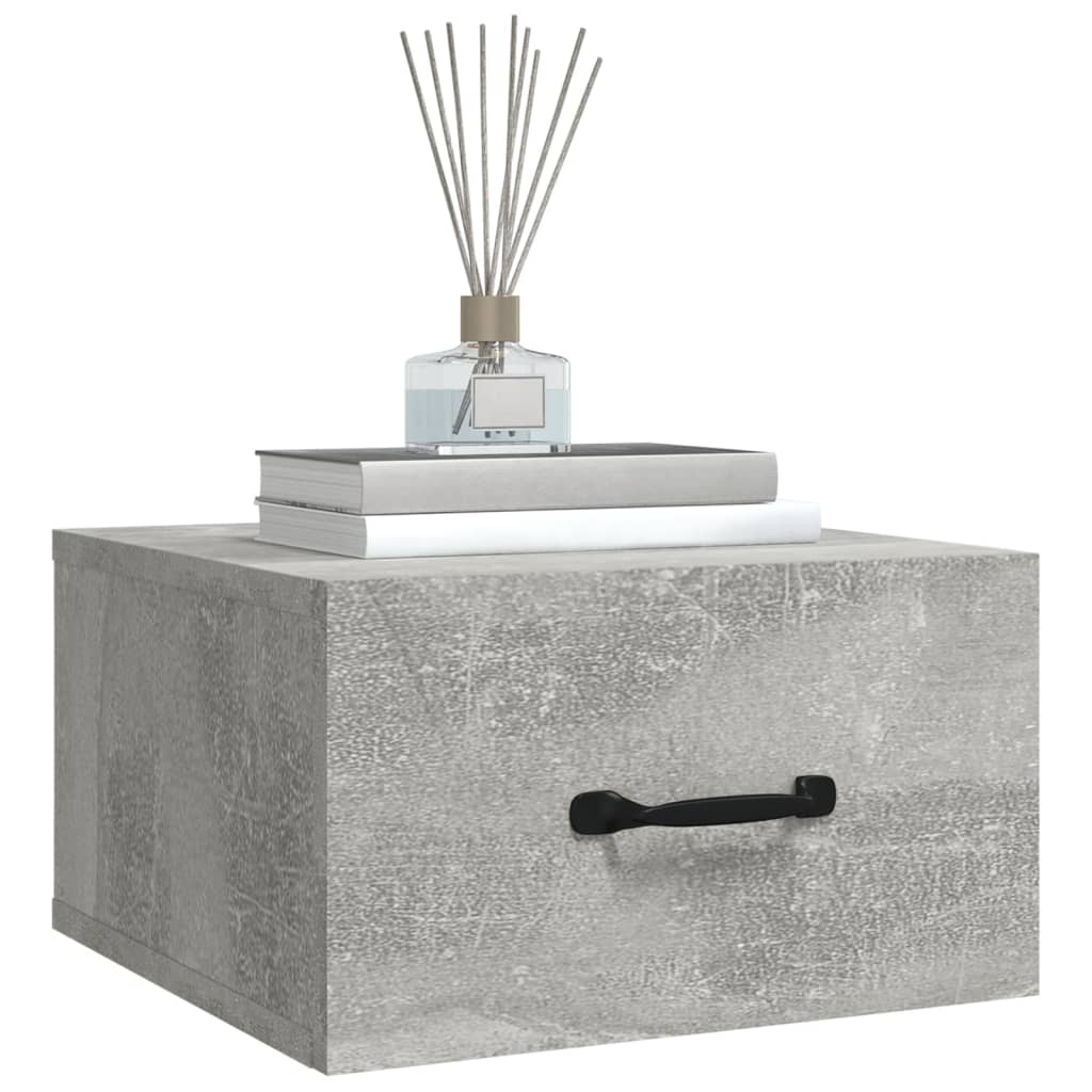væghængte sengeborde 2 stk. 35x35x20 cm betongrå
