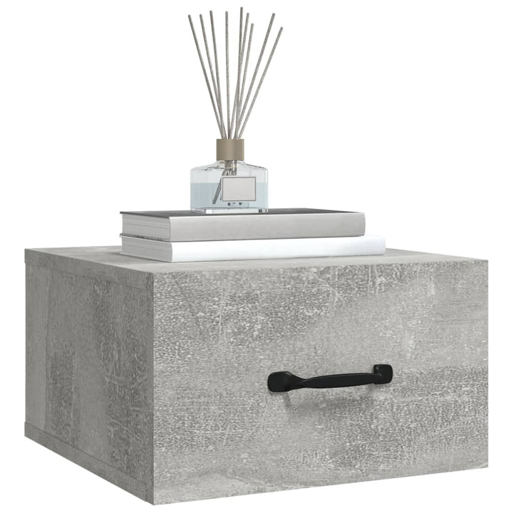 væghængte sengeborde 2 stk. 35x35x20 cm betongrå