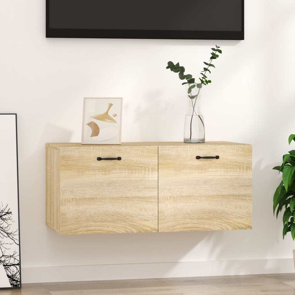 vægskab 80x36,5x35 cm konstrueret træ sonoma-eg